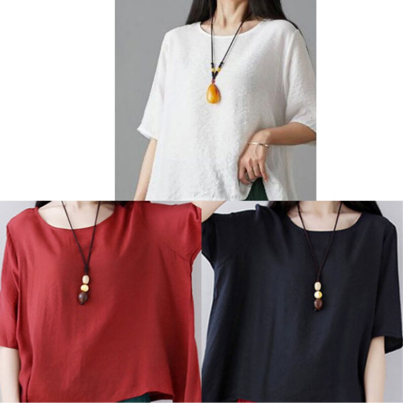 Asymmetrical Linen Tops in Red Plus Size Linen Tops Oversize Etsy