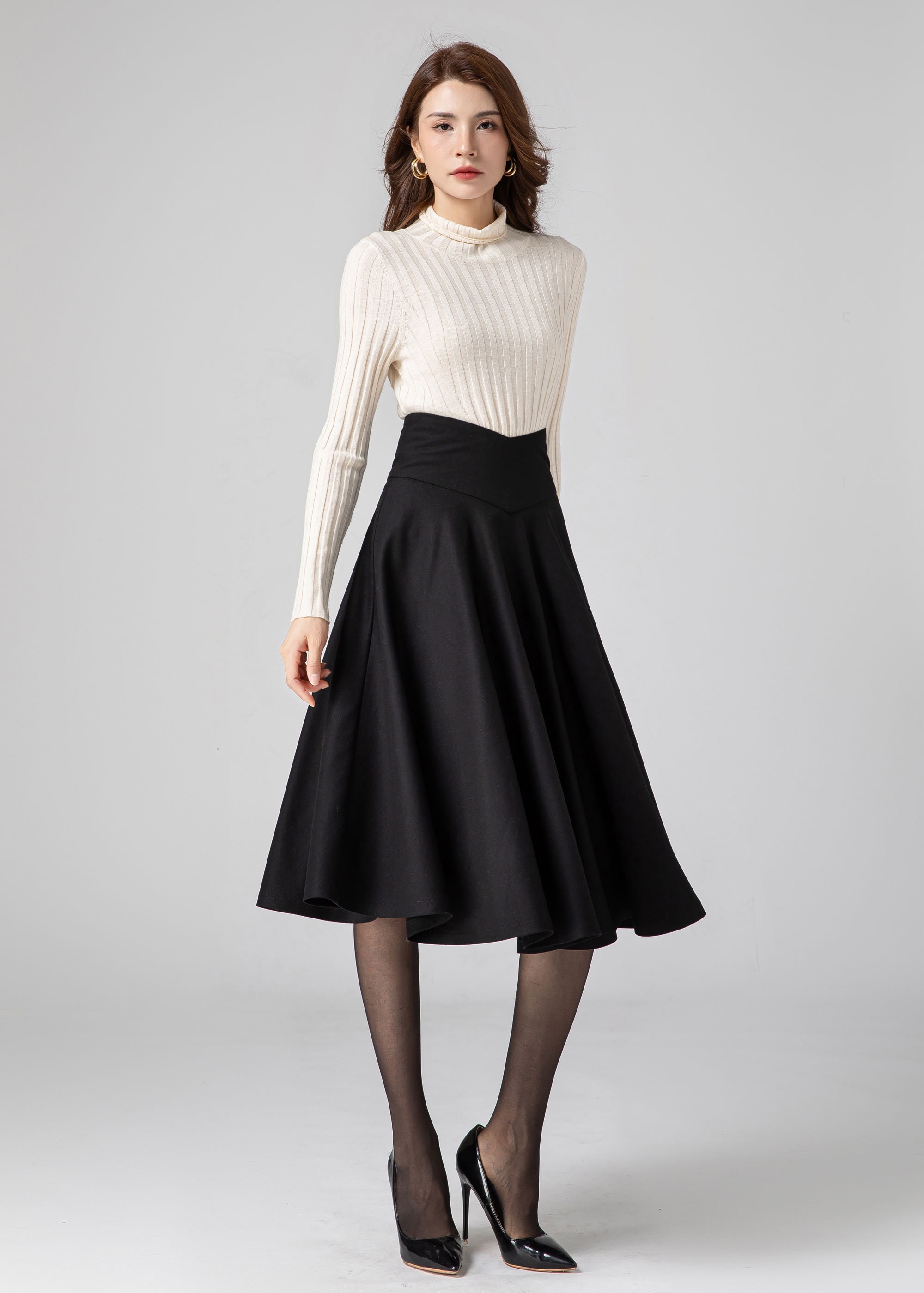 Black Wool Skirt, Midi Wool Skirt Women, Swing Skirt, Autumn Winter Skirt, High Waisted Skirt, Handmade Skirt, Ylistyle C3584 - Etsy Hong Kong Black Wool Skirt, Midi Wool Skirt Women, Swing Skirt, Autumn Winter Skirt, High Waisted Skirt, Handmade Skirt, Ylistyle C3584 - Etsy Hong Kong