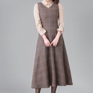 Vestido de lana a cuadros sin mangas para mujer, vestido largo de lana, vestido de lana de invierno para mujer, vestido de lana de otoño e invierno, vestido personalizado, Ylistyle C2638#