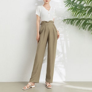 Linen Pants, Women&#39;s Long Linen Pants, Wide Leg Linen Pants, Loose Linen Pants, Casual Pants, Plus Size Pants, Custom Pants, Ylistyle C3302