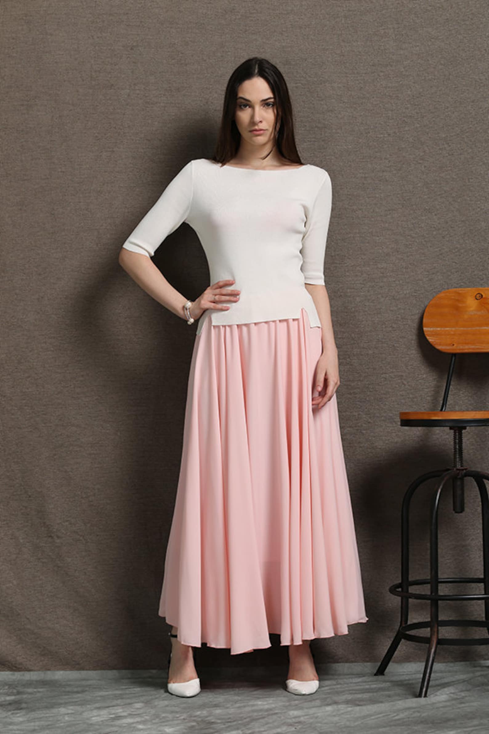 chiffon wrap maxi skirt