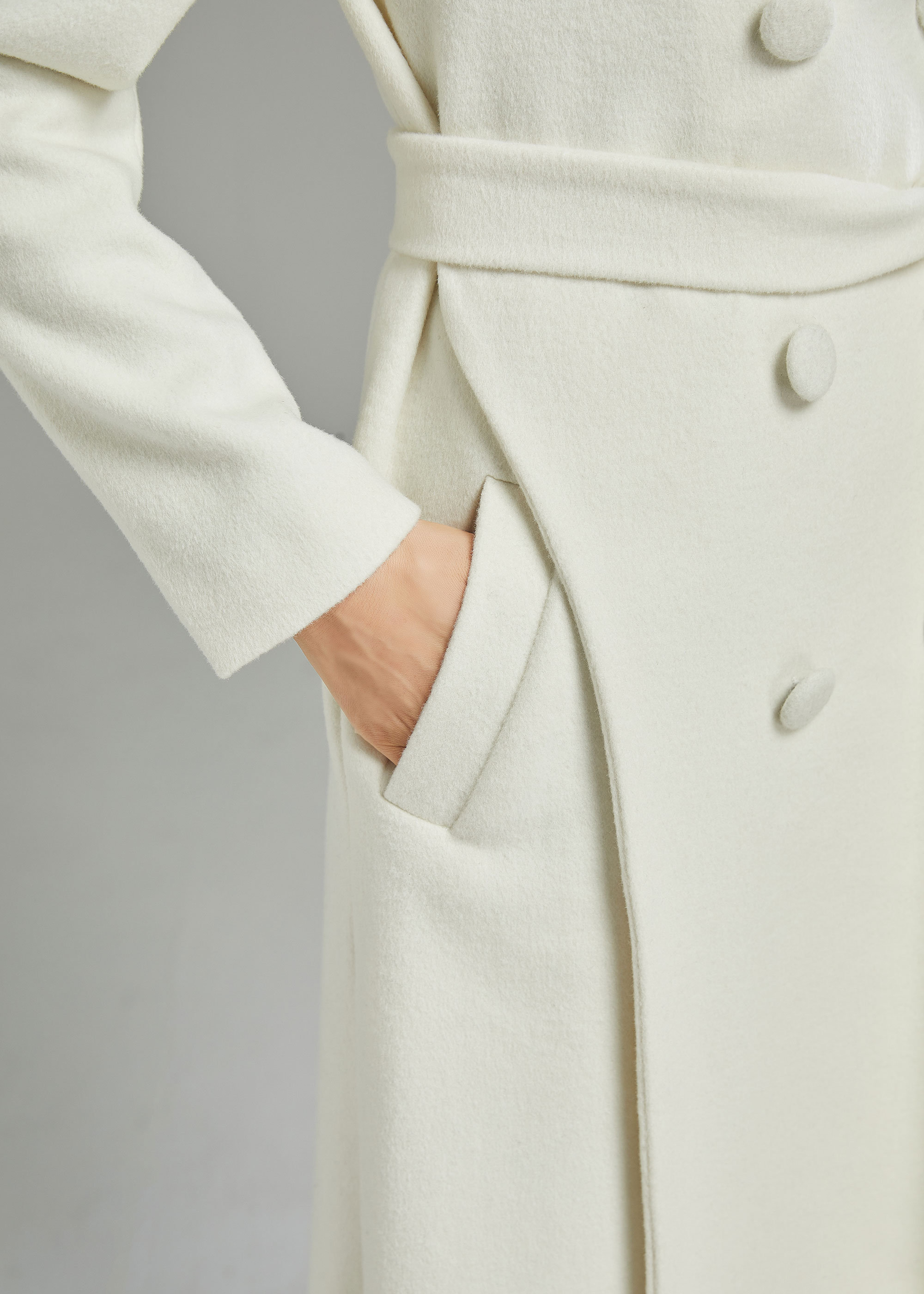 White Wool Coat, Long Wool Coat, Asymmetrical Wool Coat