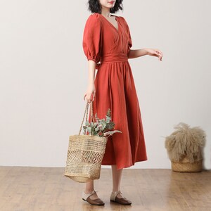 Linen Dress Orange Linen Dress Women's Linen Wrap Dress - Etsy