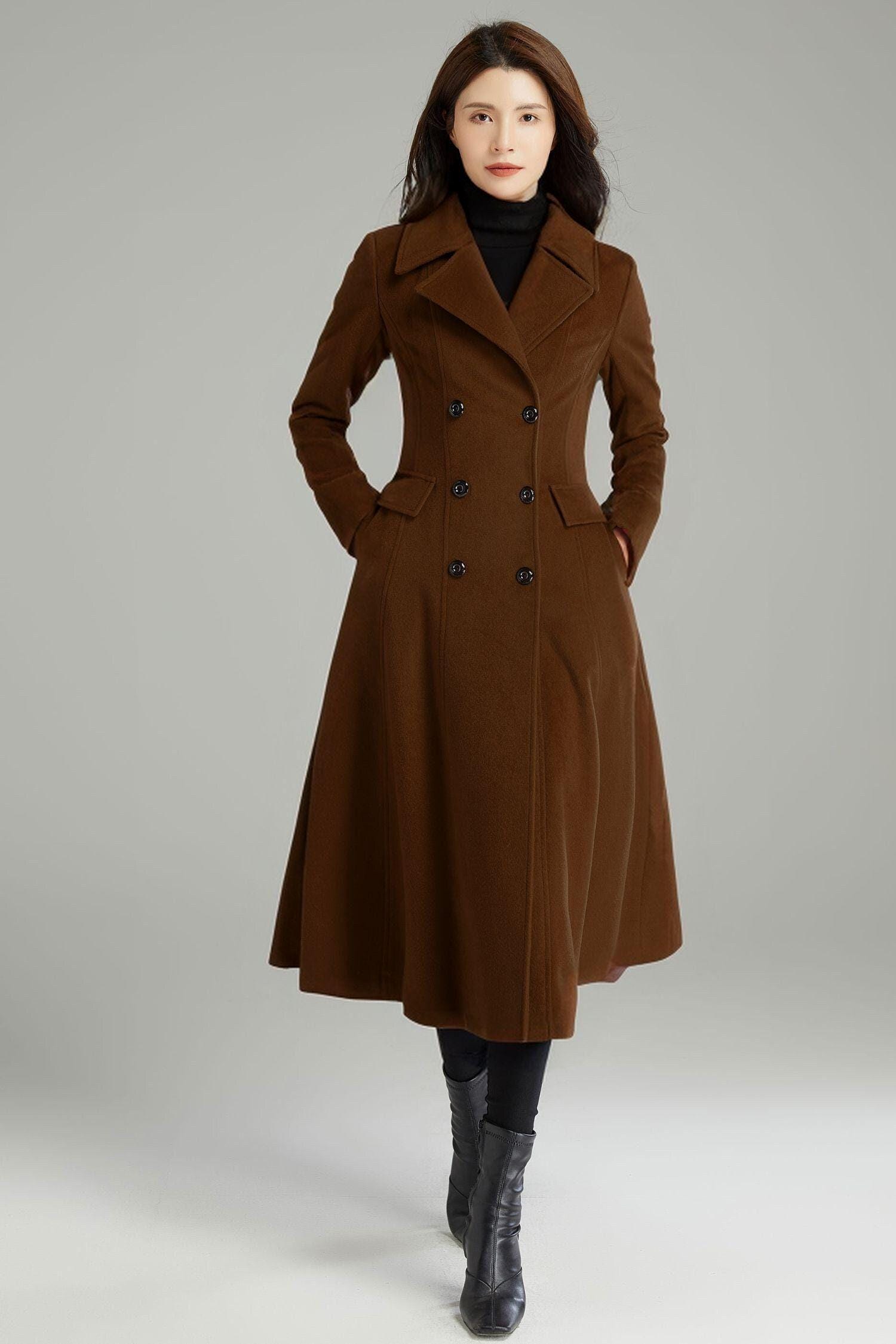 Wool Coat Women, Long Wool Coat, Brown Wool Coat, Classic Coat