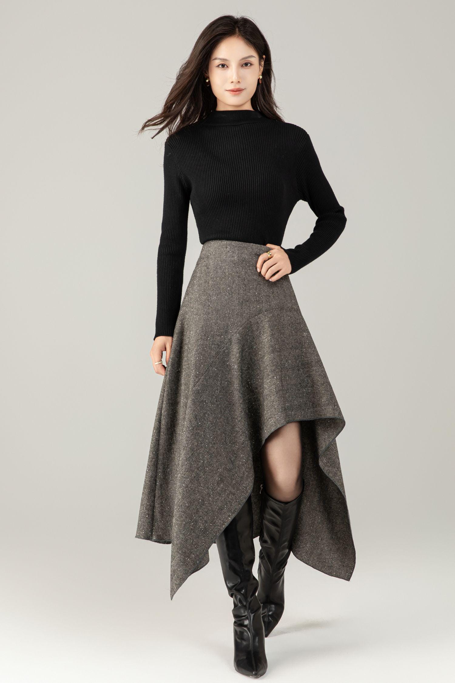 Asymmetrical Wool Skirt - Etsy