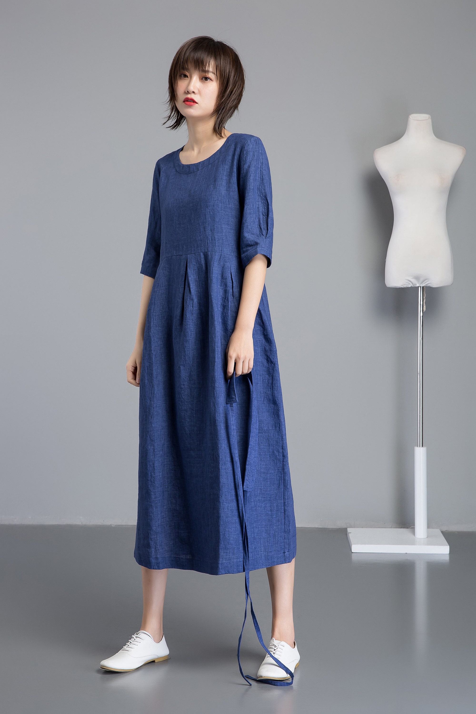 Linen Maxi Dress Blue Linen Dress Plus Size Dress Womens - Etsy Canada