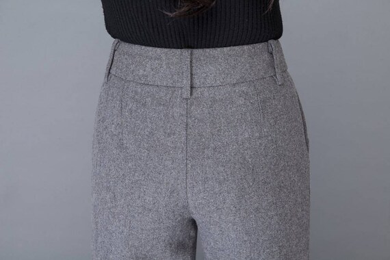 Gray Wool Pants, High Waisted Pants, Maxi Pants, Wool Pants