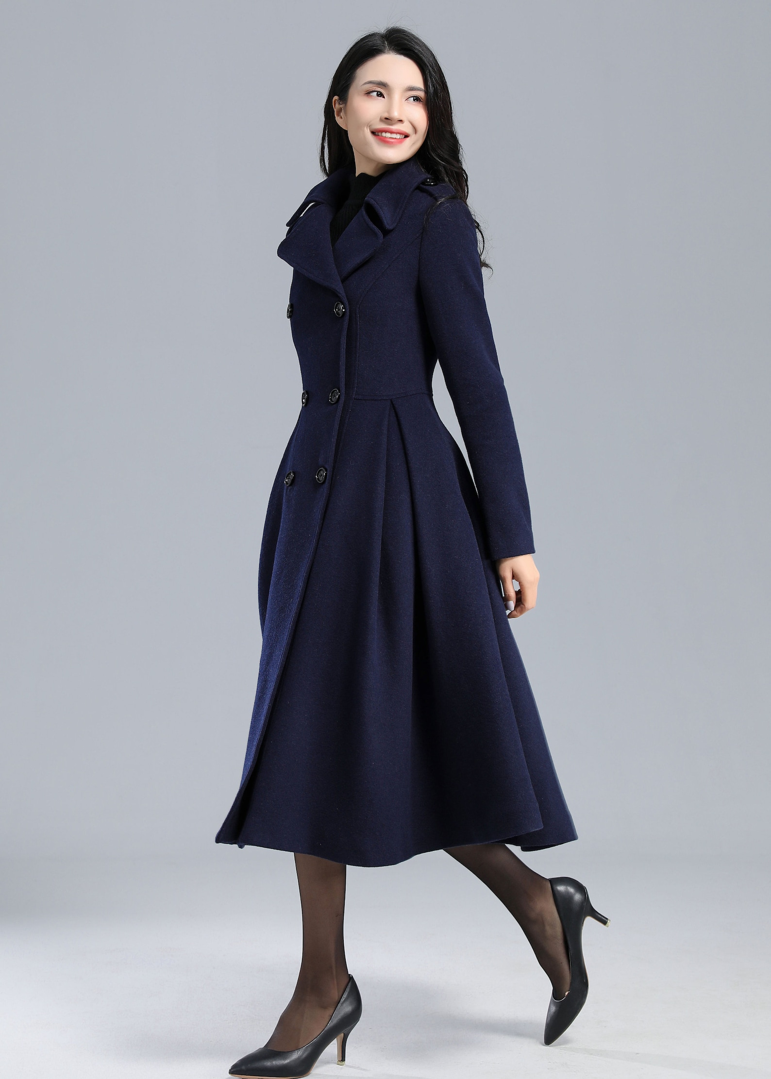 Blue Princess Wool Coat Winter Coat Women Trench Coat Women - Etsy