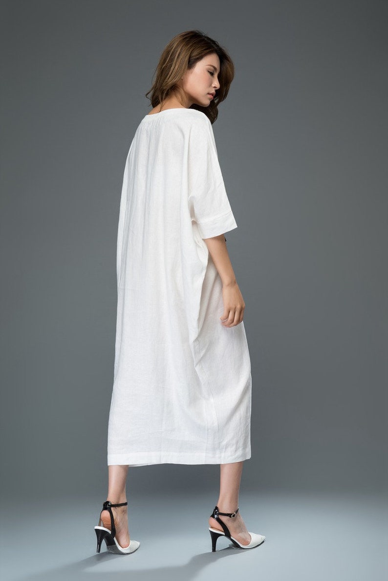 White Linen Dress LooseFitting Casual or Smart Women's Etsy