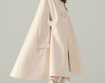 Wool Cape Coat, Hooded Wool Cape Coat, Winter Cape Coat Wool Cape Coat, Hooded Wool Cape Coat, Winter Cape Coat