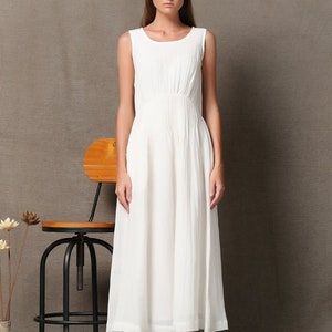 White Linen Dress, Long Linen Dress, Sleeveless Linen Tank Summer Maxi ...