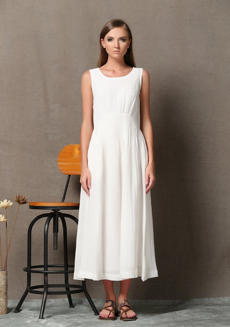 Robe en lin blanc robe longue en lin débardeur en lin sans Etsy France