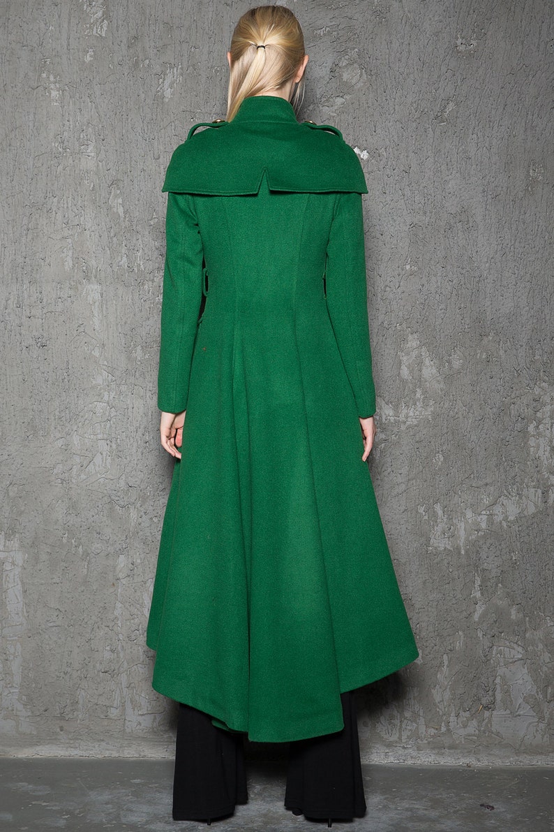 Green Long Coat Emerald Capelet Coat Designer Tailored Etsy
