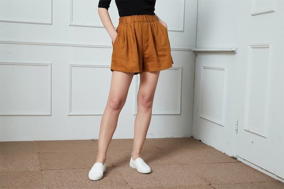 high waisted linen shorts