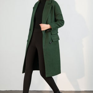 Wool coat, Green Long Wool Coat, Warm Winter Coat Women, Relaxed Fit Coat, Oversized Wool Coat, Wool Jacket, Custom Ylistyle coat C1763 image 4