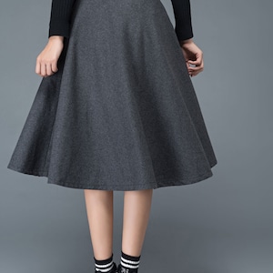 Wool skirt, Wool midi skirt, flare skirt, Swing A line skirt, women skirts winter, Elastic waist skirt, Gray wool skirt, Ylityle C1193 Gray