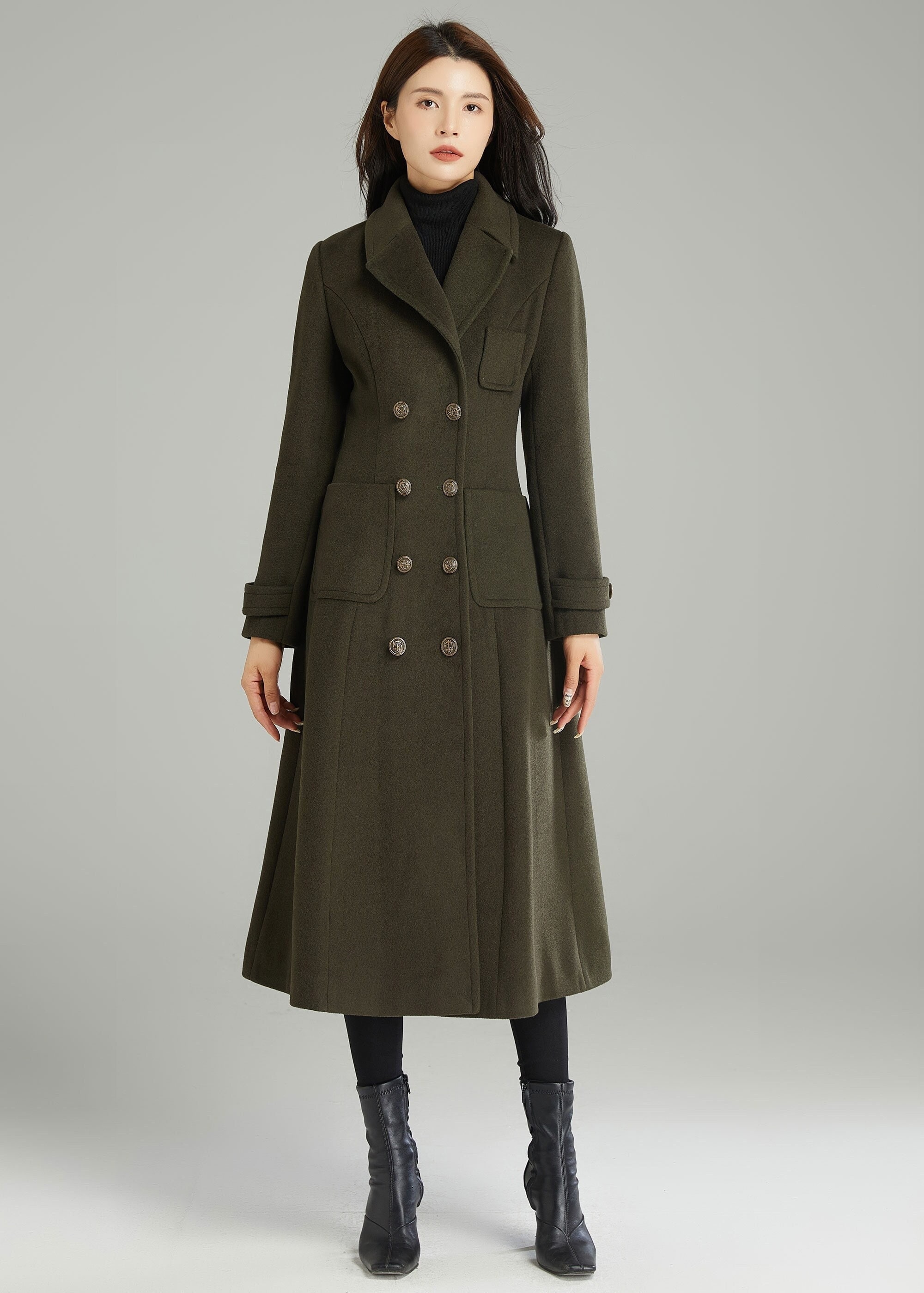 New army hot sale longline wool coat
