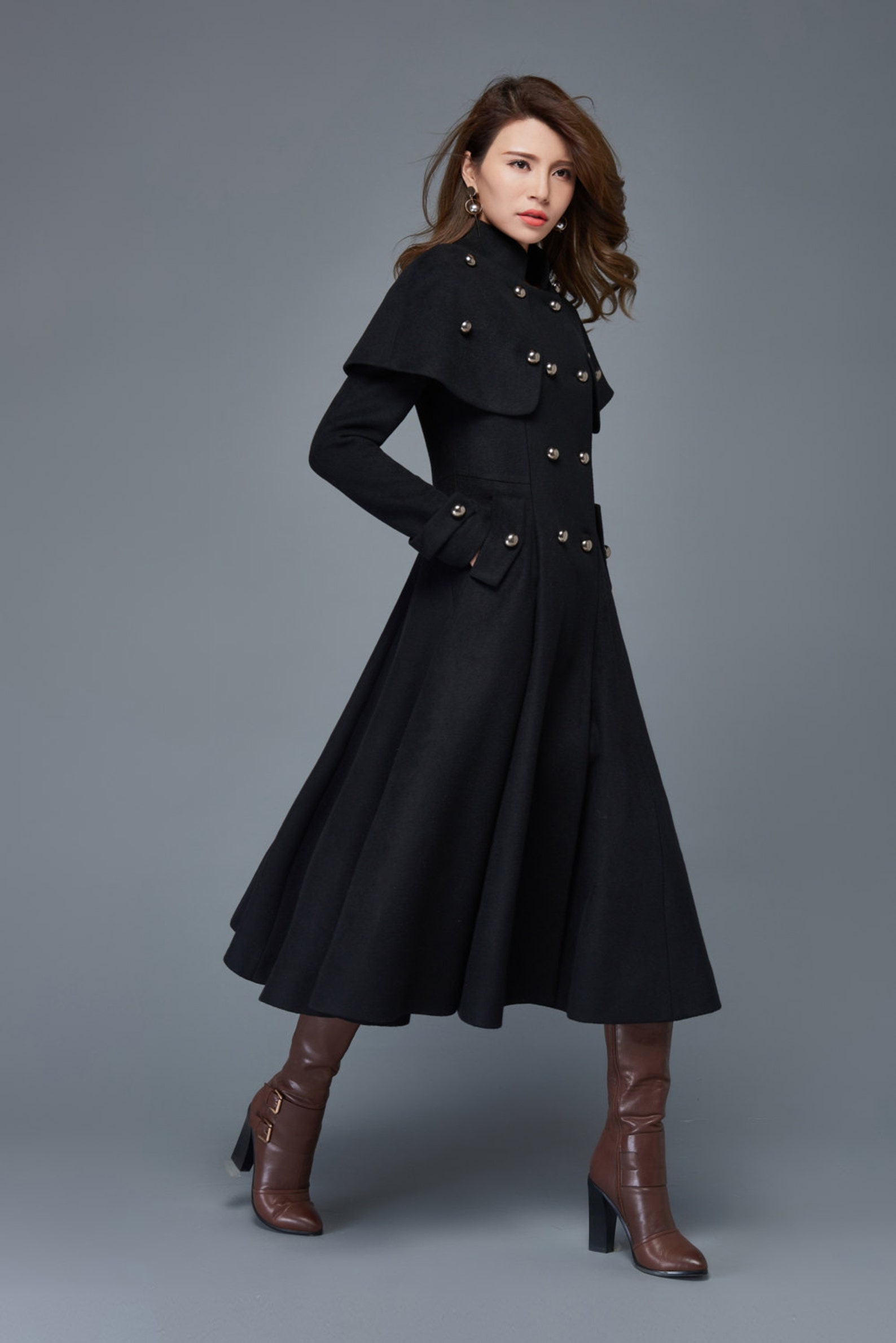 Wool Princess Coat Long Fit & Flare DoubleBreasted Tailored Etsy
