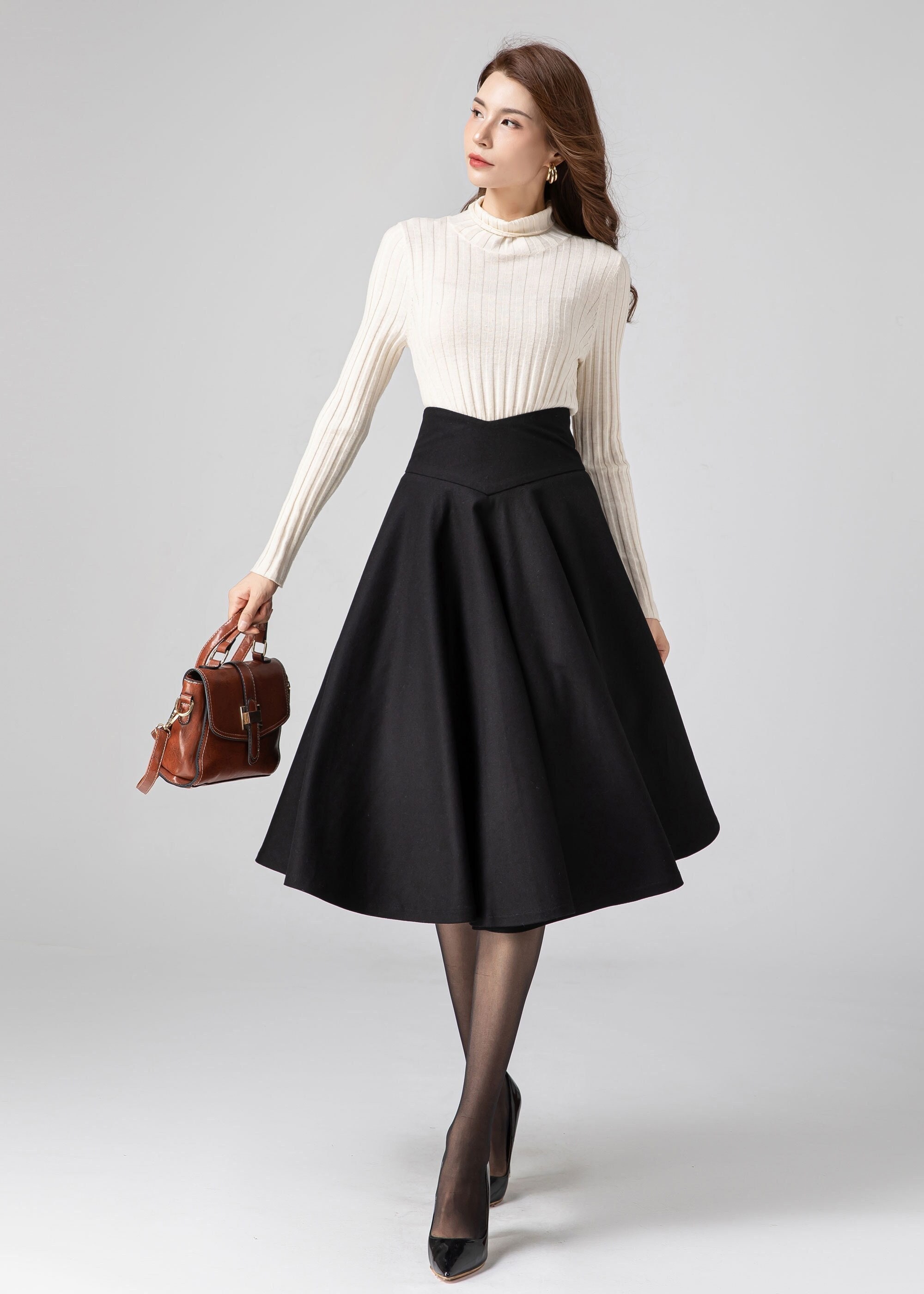Black Wool Skirt, Midi Wool Skirt Women, Swing Skirt, Autumn Winter Skirt, High Waisted Skirt, Handmade Skirt, Ylistyle C3584 - Etsy Black Wool Skirt, Midi Wool Skirt Women, Swing Skirt, Autumn Winter Skirt, High Waisted Skirt, Handmade Skirt, Ylistyle C3584 - Etsy
