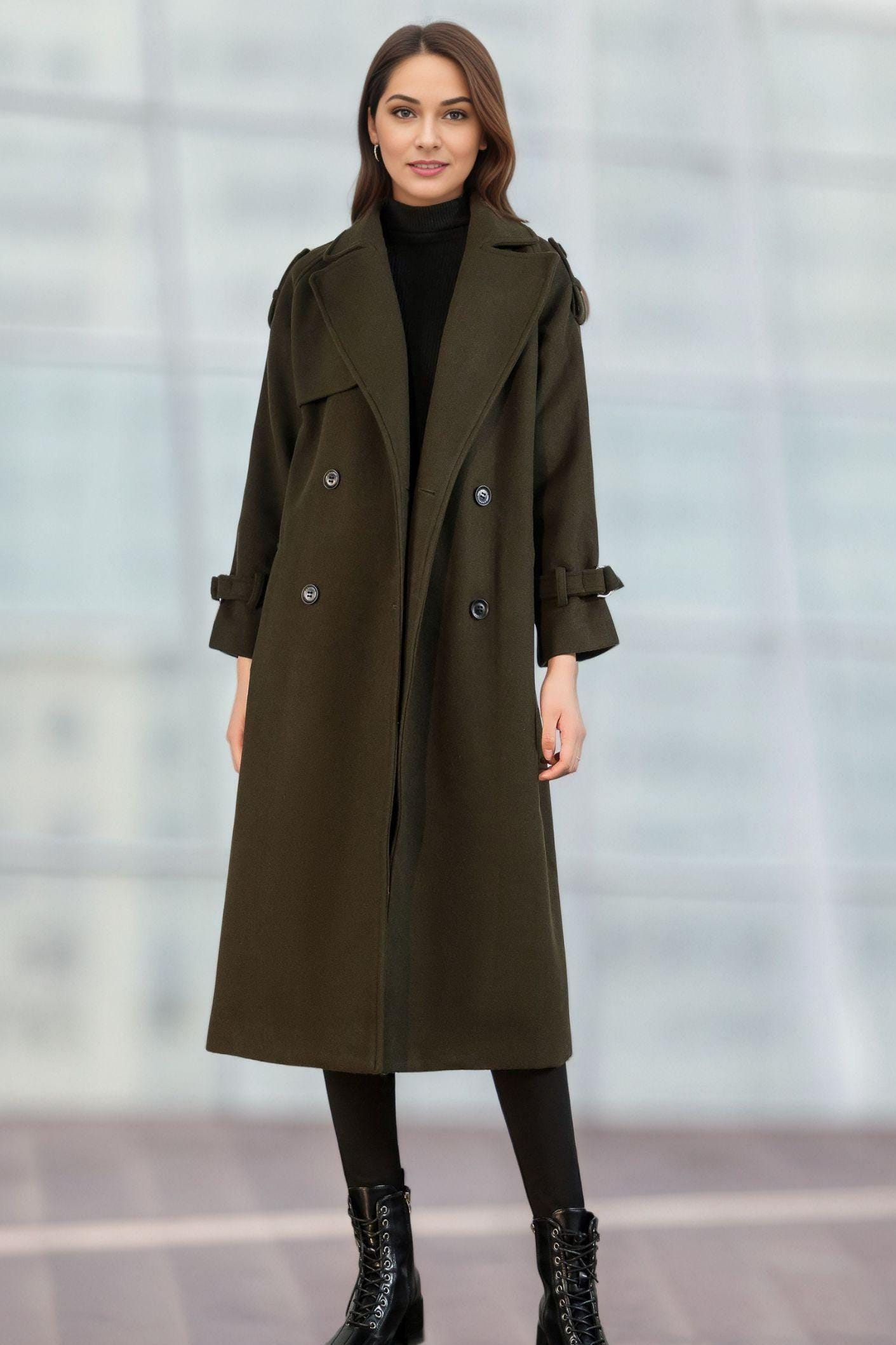 ジャケット・アウター URU 19AW WOOL CHECK BELTED COAT Italian Wool Check Fringe Hem Belted Coat | Karen Millen
