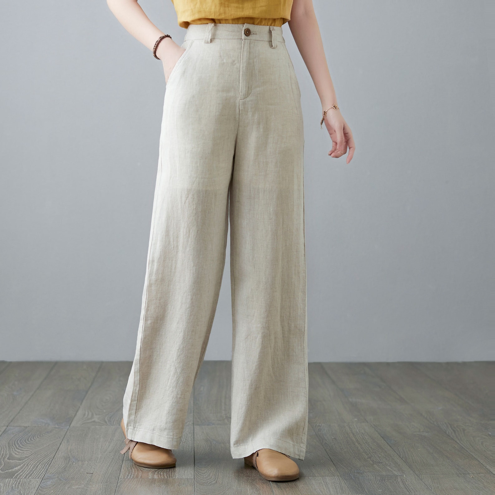 High Waist Linen pants for Women Wide Leg Straight Linen | Etsy