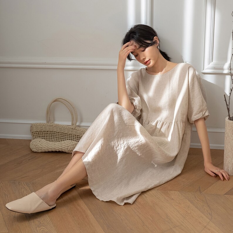 Linen Dress Short Sleeve main image 1