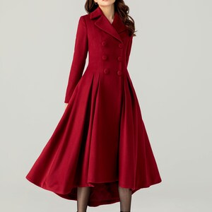 Abrigo de lana, abrigo de lana princesa, abrigo largo de lana, abrigo de lana de vestir, abrigo de invierno para mujer, abrigo de lana de corte A, abrigo hecho a mano, Ylistyle C3694 imagen 4