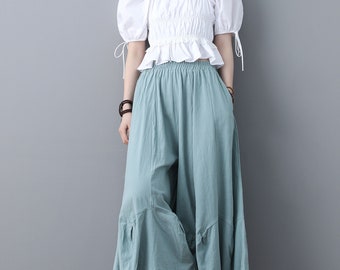 Linen Pants, Linen Culottes, Skirt Pants, Plus Size Linen