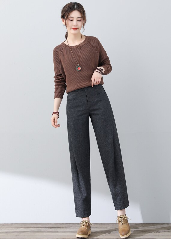 【IONSEOUL】Etsi Wool Wide Slacks 5JH112 yuksek-bel-pileli-dokulu-erkek