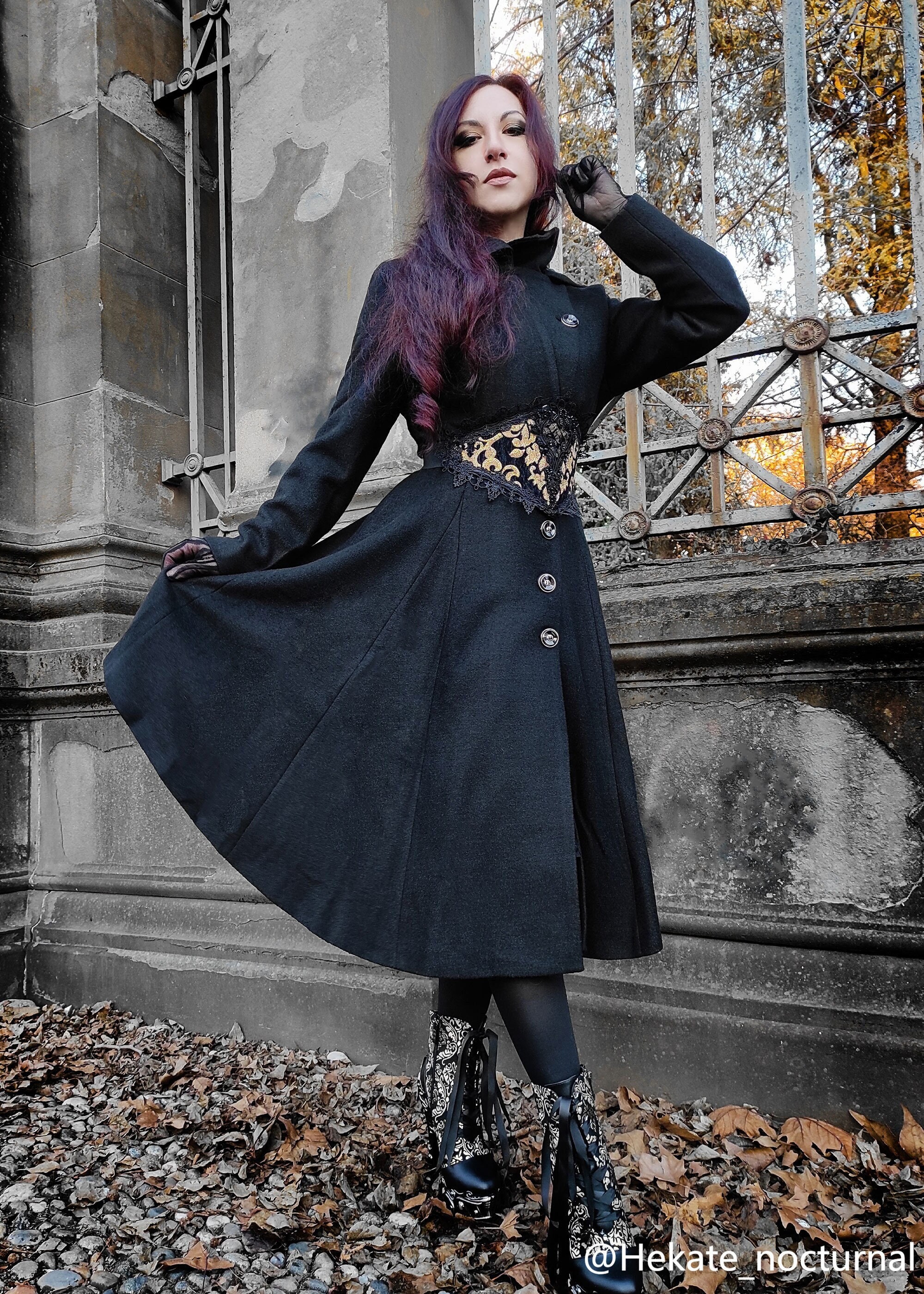 ジャケット・アウター UND SHADOW FLOWER WOOL COAT OVERSIZED DOUBLE-BREASTED FLORAL-PRINT WOOL COAT - DARK