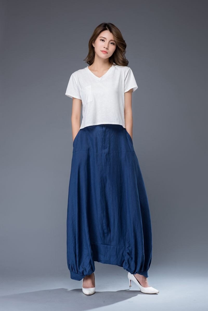 blue linen skirt linen skirt Maxi linen skirt womens skirt | Etsy