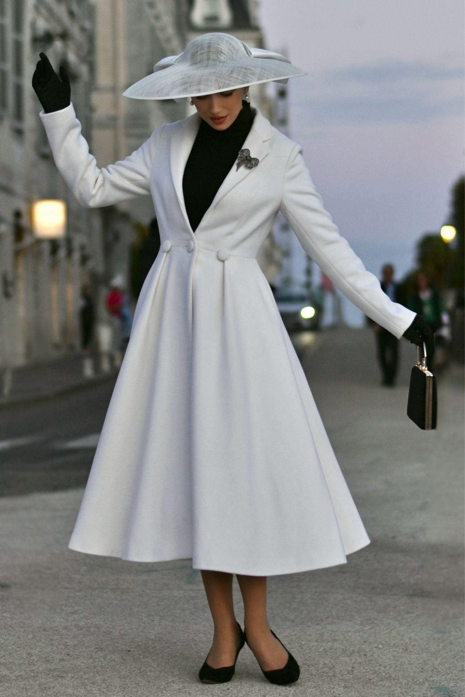 white dress coat Ivory Double Breasted Blazer Please note that actual coat is brighter white. McKay Double-Breasted Coat Dress