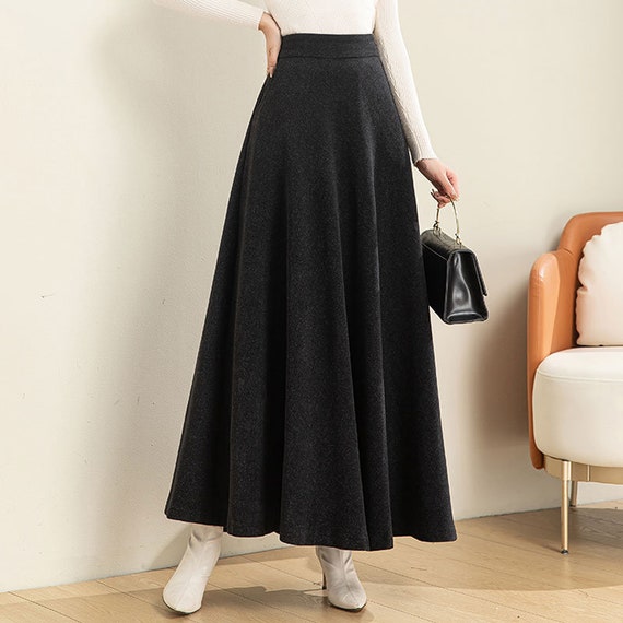 Beige Long Wool Skirt, A-Line Maxi Wool Skirt, Wool Skirt Women, High Waisted Wool Skirt, Winter Wool Skirt with Pockets, Ylistyle C3074 Beige Long Wool Skirt, A-Line Maxi Wool Skirt, Wool Skirt Women, High Waisted Wool Skirt, Winter Wool Skirt with Pockets, Ylistyle C3074