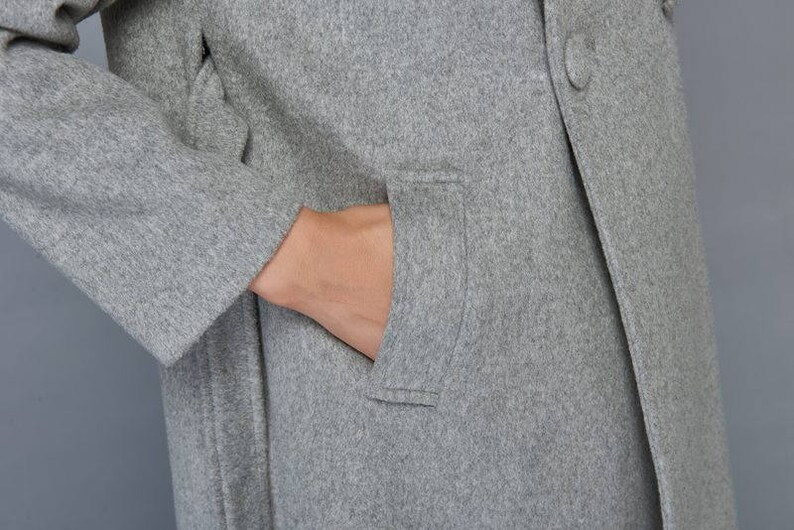 Midi wool coat gray wool coat Womens coats wool coat women Ylistyle C961 trench coat oversized wool coat winter coat Belt wool coat