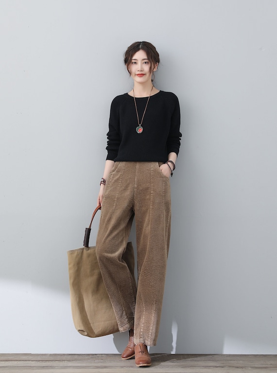 Wide Legged Brown Pants - Corduroy Pants  Corduroy pants outfit, Wide leg  pants, Pants for women