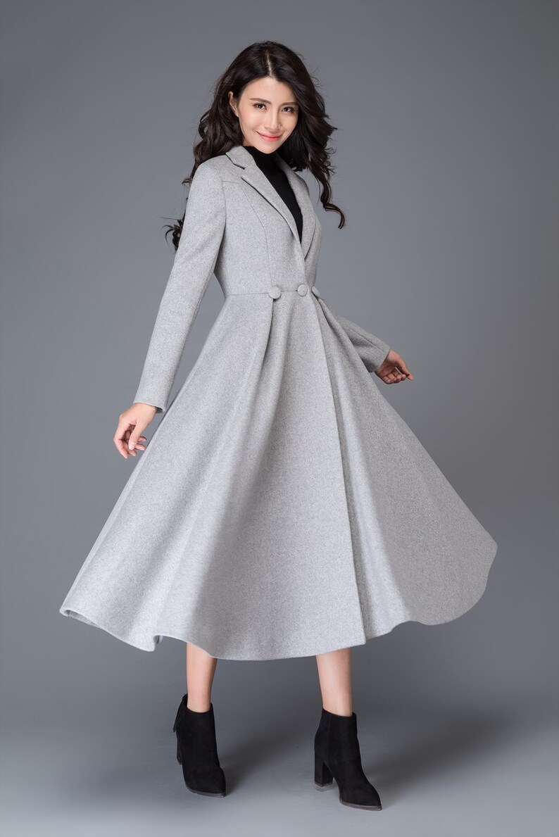 Princess coat long coat wool coat womens coats grey wool Etsy