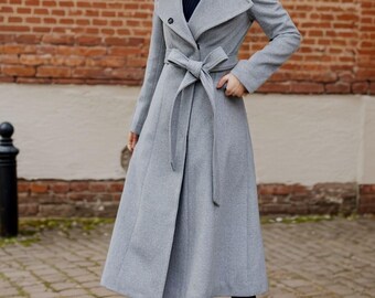 ZARA NEW WOMAN GREY OVERSIZED WOOL BLEND COAT WITH LAPEL