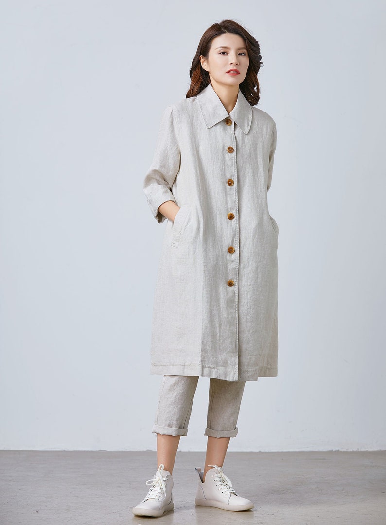 Oversized linen jacket long linen jacket beige linen jacket Etsy