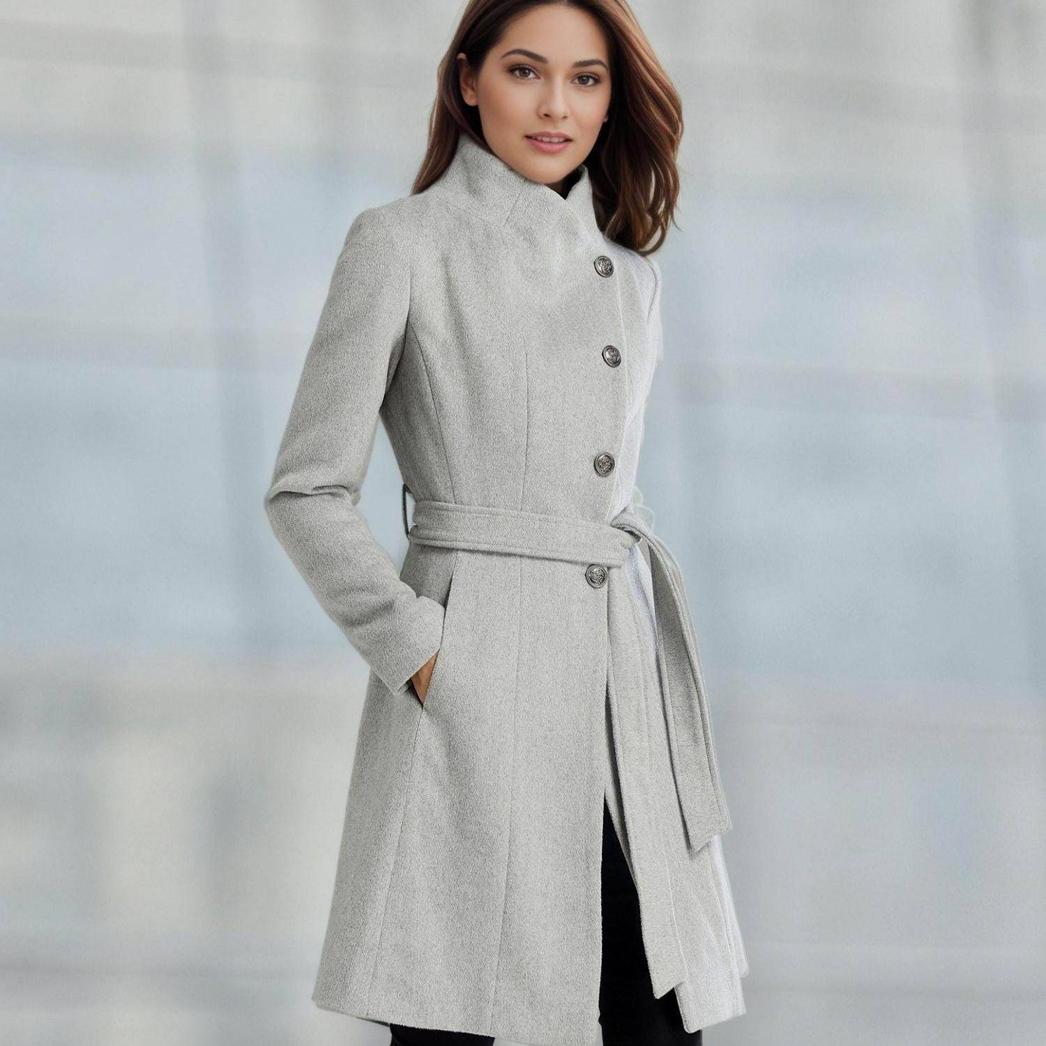 volume wool tailored coat charcoal gray | épine