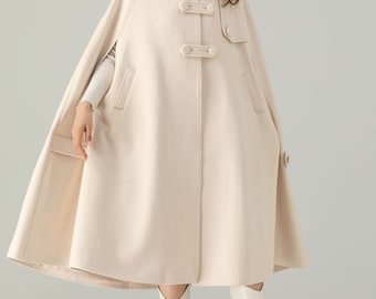 Wool Cape Coat, Hooded Wool Cape Coat, Winter Cape Coat Wool Cape Coat, Hooded Wool Cape Coat, Winter Cape Coat
