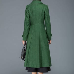 Wool coat, Long wool coat, winter coat women, womens coat, wool coat women, classic coat, green coat, double breasted coat, Ylistyle C1171 image 6