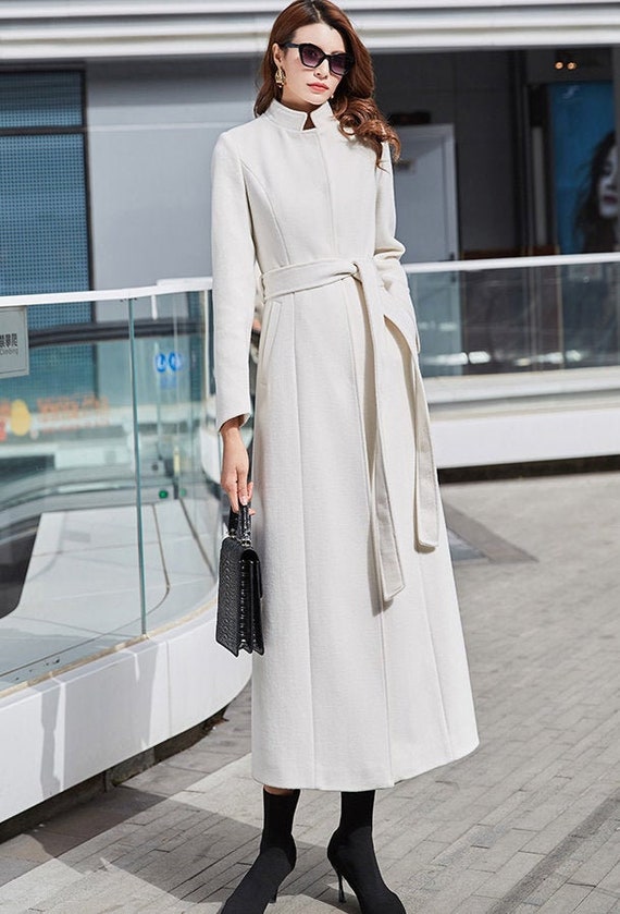 Long White Wool Coat, Fitted Wool Coat, Warm Winter Coat, Winter