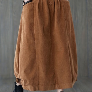 Brown Corduroy Skirt, Maxi Corduroy skirt, Autumn winter Corduroy Skirt, Casual Corduroy Skirt, Plus size Corduroy Skirt with Pockets C1820 image 6