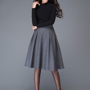Gray wool skirt, Autumn winter Midi wool skirt, winter skirt women, Gray Wool Skirt with pockets, A Line wool skirt, wool clothing C1003 image 6