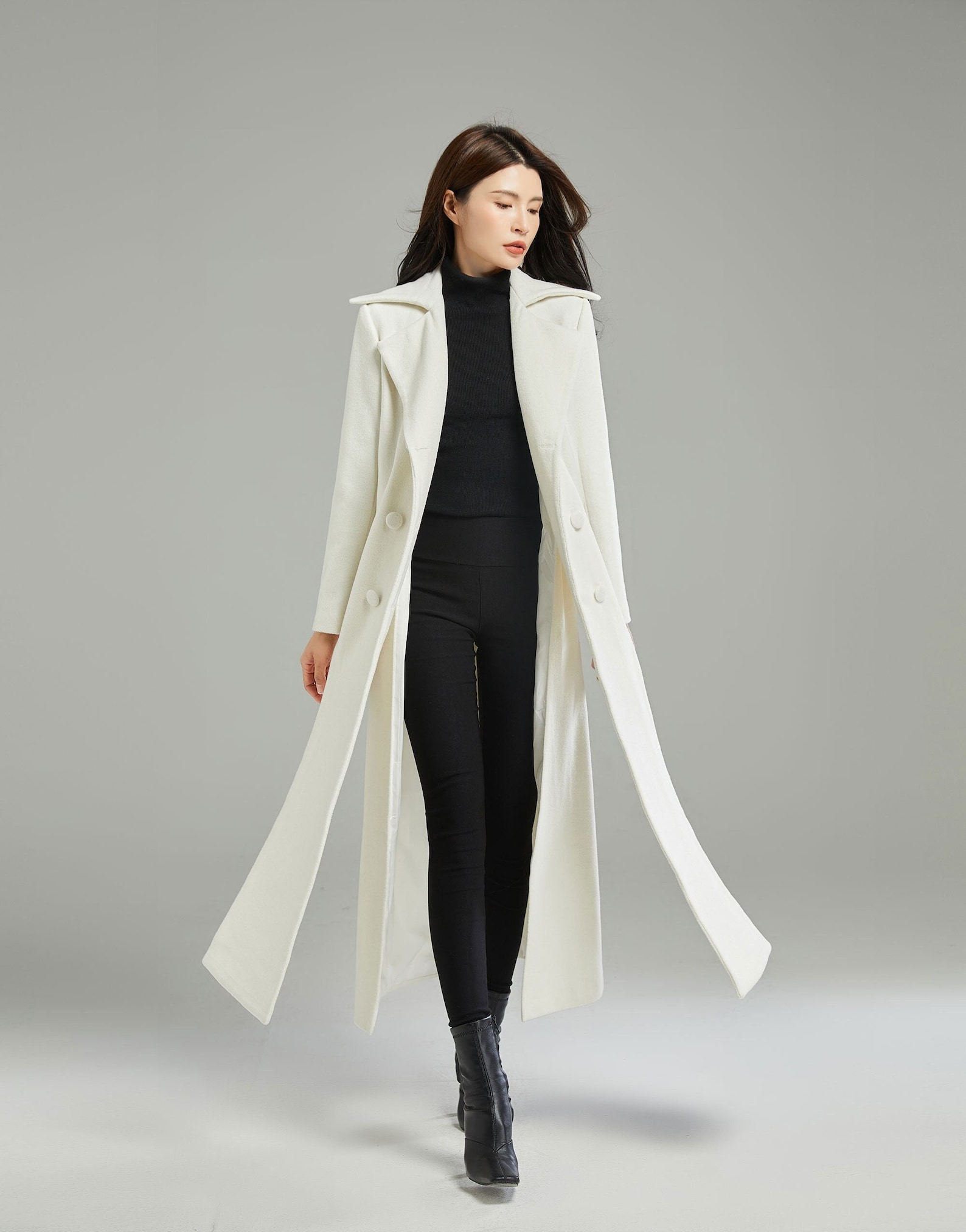 White Wool Coat Long Wool Coat Asymmetrical Wool Coat Wool Etsy