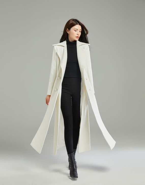 White Wool Coat, Long Wool Coat, Asymmetrical Wool Coat, Wool Coat Women,  Winter Coat Women, Belted Wool Coat, Custom Coat, Ylistyle C2997 -   Hong Kong