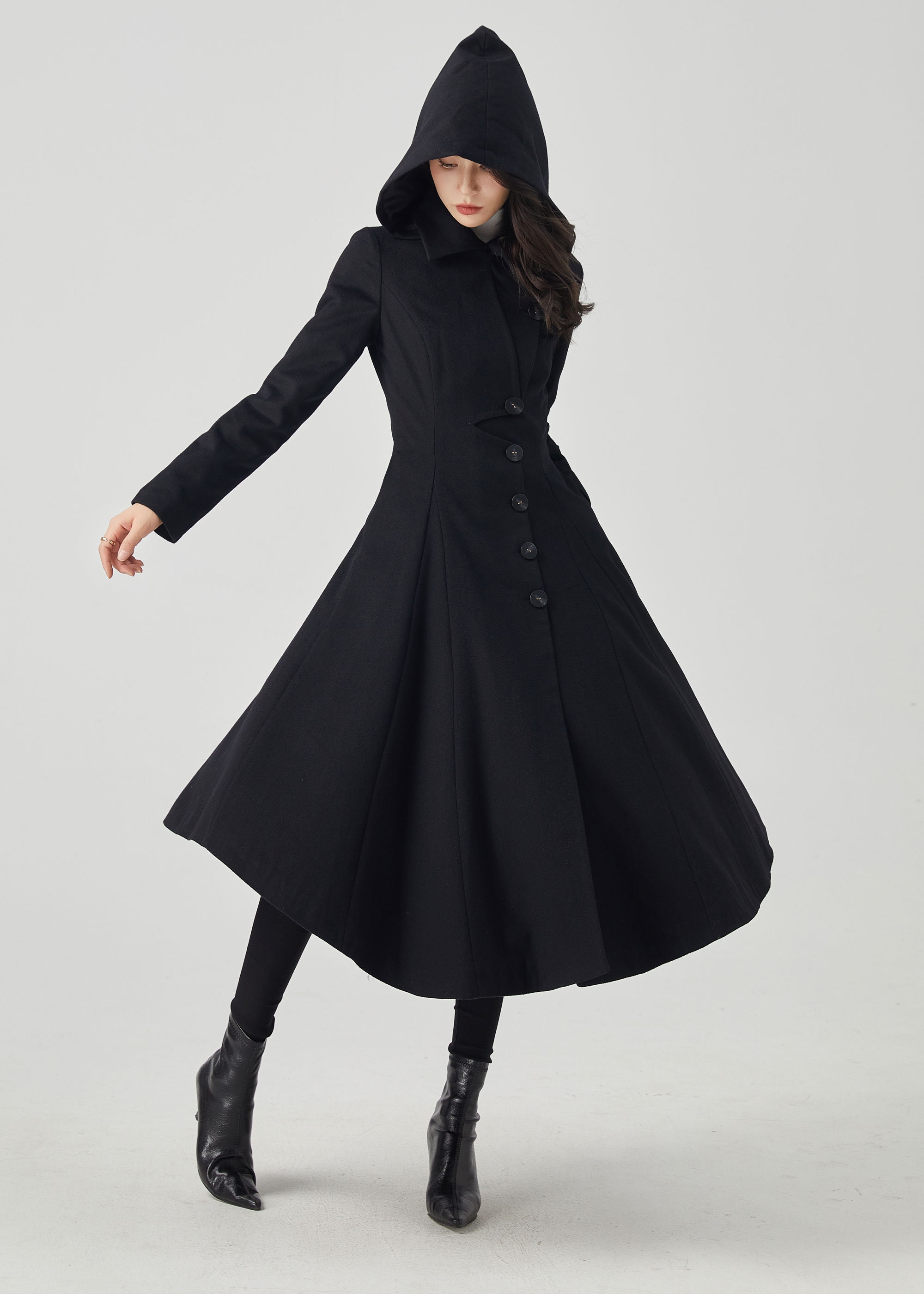 Navy Blue Winter Long Wool Coat Women, Fit and Flare Coat, Single Breasted  Coat, Warm Ladies Trench Coat, Designer Wool Coat Ylistyle C2566 