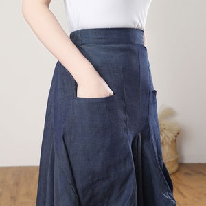 Asymmetrical linen skirt, Long Linen skirt women, Skirt with Pockets, Casual Linen Skirt, Plus Size Skirt, Handmade skirt, Ylistyle C3273 image 6