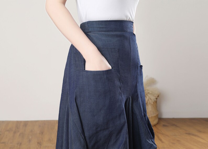 Asymmetrical linen skirt, Long Linen skirt women, Skirt with Pockets, Casual Linen Skirt, Plus Size Skirt, Handmade skirt, Ylistyle C3273 image 6