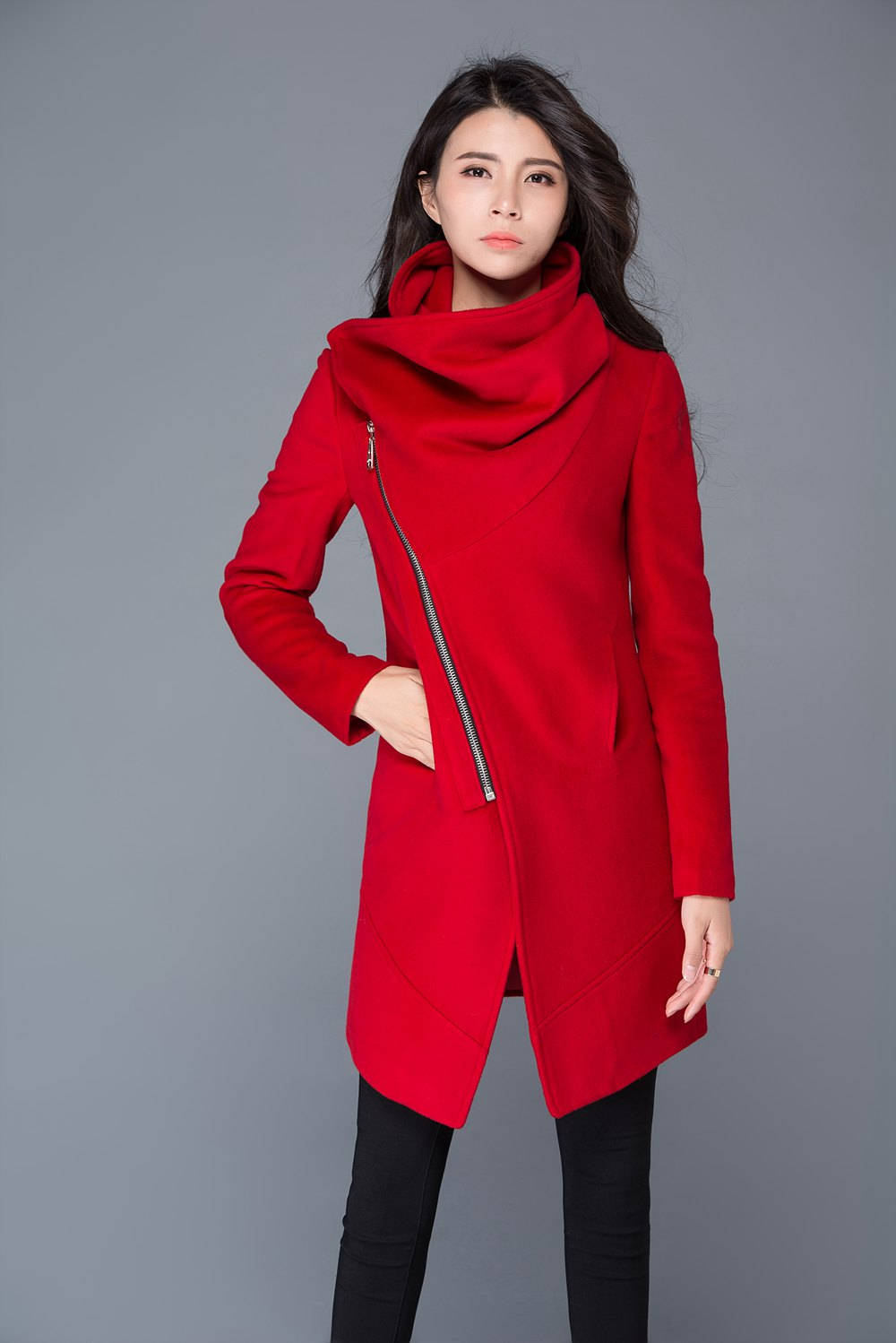 Cowl neck coat best sale womens